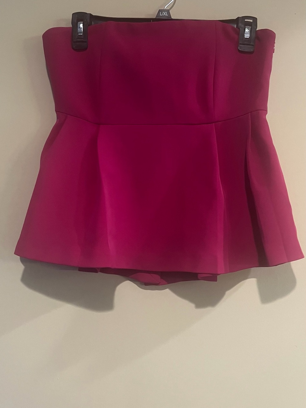 Zara Hot Pink Strapless Peplum Top – Size M